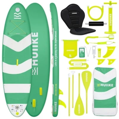 Image de HUIIKE Paddle Gonflable Adulte avec Accessoires Inclus, Pagaie, Ailerons, Pompe. Planche de Stand Up Grande Stabilité et Résistance. 305 x 84 15 cm, Jusqu&#039;à 130 kg