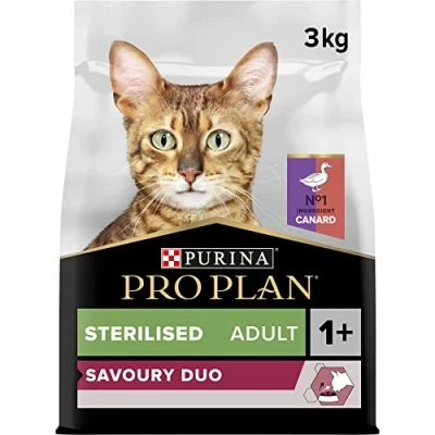 Image de PURINA PRO PLAN Sterilised Adult 1+ Savoury Duo Riche en Canard et Foie Croquettes Chat Sac de 3kg