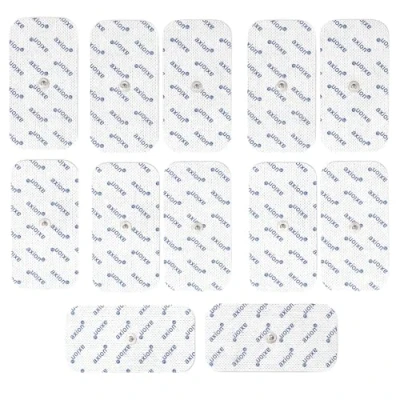 Image de Lot de12 électrodes rectangulaires 10x5 cm axion Compatible avec les appareils Beurer et Sanitas Electrostimulateur TENS EMS connexion par bouton pression de 3,5 mm.