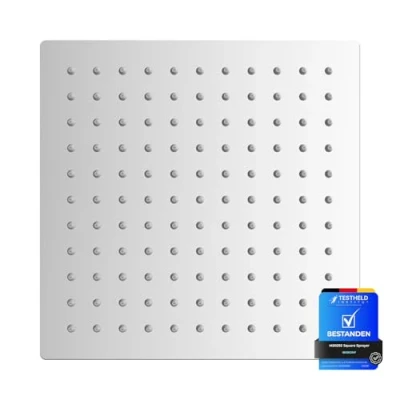 Image de Ibergrif Tete de Douche Inox Economie d&#039;Eau, Pommeau Carré 20CM, Pluie Universelle Filetage 1/2 Pouce, Rotatif 360, Inclinable 30, Facile à Installer et Nettoyer