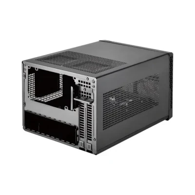 Image de SilverStone SST SG13B Q Sugo Boîtier PC cube compact Mini ITX, Panneau frontal en plastique avec un fini faux aluminium, noir