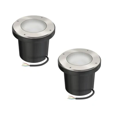 Image de ledscom.de 2 pièces luminaire encastré dans le sol BOFU pour l&#039;extérieur, IP67, orientable, inox, rond, 150mm Ø ; incl. GU10 LED 630lm blanc chaud