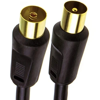 Image de RF coaxial TV Antenne Cordon Coax Fiche vers Femelle Noir RG59 câble Plaqués Or 5 m [5 mètre/5m]