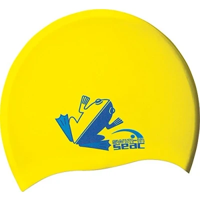 Image de SEAC Enfant Jr Bonnet de Bain Piscine pour Enfants en Silicone, Bleu, Taille Unique EU