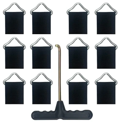 Image de Lot de 12 ressorts triangulaires pour trampoline avec anneaux en V et crochets T
