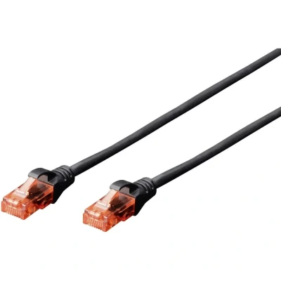 Image de DIGITUS Câble LAN Cat 6 0,25m RJ45 réseau UTP non blindé Compatible 6A &amp; 5e Noir