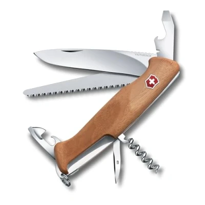 Image de Victorinox Ranger Bois 55 Couteau de Poche Suisse, Multitool, 10 Fonctions, Lame Fixe, Tire Bouchon,