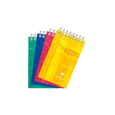 Image de Clairefontaine 8552C Un Bloc Pupitre à Spirale en Tête 7,5x12,7 cm 120 Pages Détachables Petits Carreaux Papier Blanc 90 g Couverture Carte Pelliculée Couleur Aléatoire