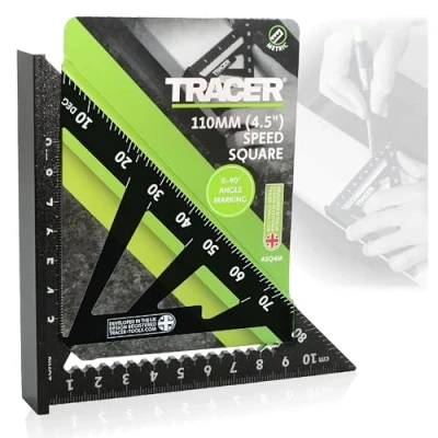 Image de TRACER Speed Square 110 mm (4,5&quot;) Équerre de chevrons avec échelle métrique et hanche vallée Outil marquage pour toiture menuiserie