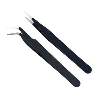 Image de YPYMOD 2 Pièces Pincettes De Précision, Réparation électronique, Bijouterie, Laboratoire, Des Poils du Visage, la Barbe, Pince à épilerpour Sourcils, Cils