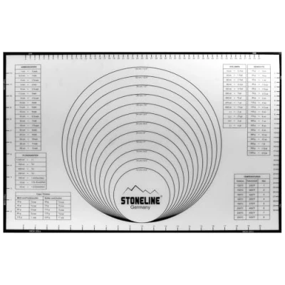Image de STONELINE Tapis de cuisson en Silicone 60x40 cm, avec Lignes Guidage et Tableaux Conversion des mesures Internationales