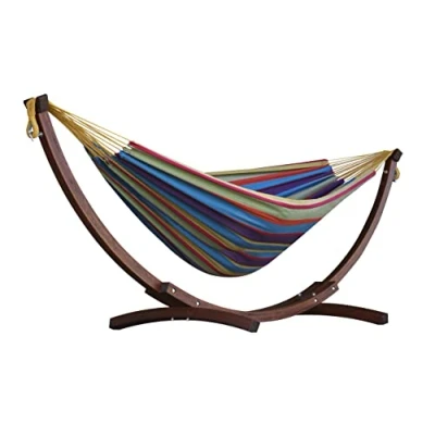 Image de Double Cotton Hammock with Solid Pine Stand (260 CM) Mimosa