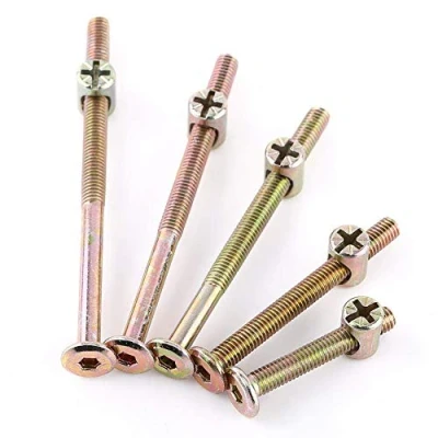 Image de 10pcs M6 Vis Boulon Fixation En Acier Au Carbone Avec Écrou À Barrel Connecteur Meuble Écrou(100mm)