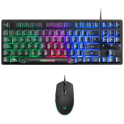 Image de Mars Gaming MCPTKL, Ensemble Clavier RGB H Mech TKL Souris 3200DPI, Layout ES