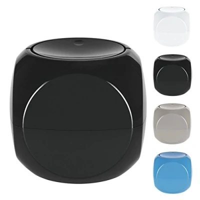 Image de Spirella Poubelle cosmétique Récipient à déchets Salle de Bains Boîte ordures Couvercle pivotant 1 Litre Table Noir