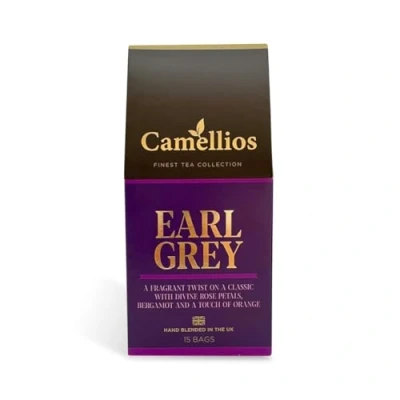 Image de Thé Earl Grey, Sachets De Pyramide, Camellios (15 Thé, 1 Pack)