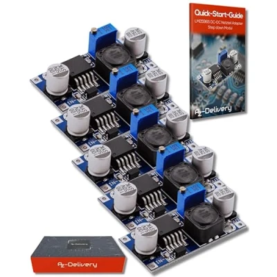 Image de AZDelivery 5X LM2596S Adaptateur d&#039;alimentation DC Step Down Module Compatible avec Arduino et Raspberry Pi incluant Un E Book!