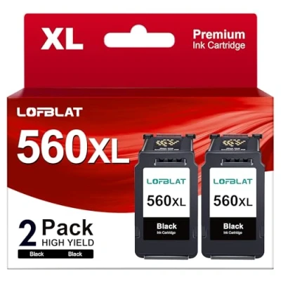 Image de LOFBLAT 560XL 560 XL Noir Cartouches d&#039;encre Remplacement pour Canon PG Pixma TS5350 TS7450i TS5350a TS7450 TS5350i TS5300 TS5351 TS5351a TS7451a (Noir, 2 Pack)