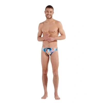 Image de HOM Slip de Bain Port CROS Swim Briefs, Imprimé Carte Postale Losanges, Orange/Bleu, S Men&#039;s