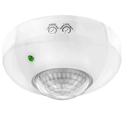 Image de deleyCON 1x Infrarouge Détecteur de Mouvement Émerger Montage au Plafond Intérieur Contrôle des Feux Zone Travail à 360 Portée 6m Capteur Lumière Intégré Blanc