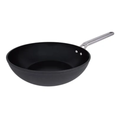 Image de Arcos Série Samoa Wok Anti adhésive 28 cm Aluminium Forgé Compatible tous feux Poignées acier inox effet froid Économie d&#039;énergie Va au lave vaisselle Couleur noire FULL INDUCTION