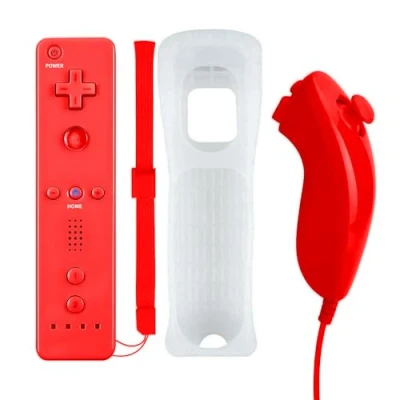 Image de QUMOX Télécommande Manette controleur Consoles et Joystick Nunchuck compatibles pour wii/wii u (Rouge)