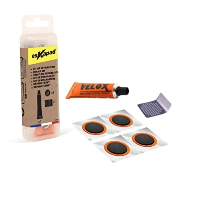 Image de esKapad Kit Reparation Crevaison Velo : 4 rustines + Rape Colle 10ml
