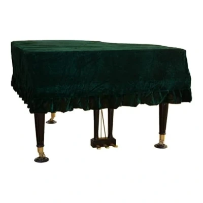Image de Housse anti poussière pour clavier de piano à queue en velours doux avec macramé, offre une protection complète contre les rayures et la poussière.