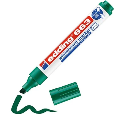Image de edding 663 Marqueur pour tableaux blancs vert 1 stylo pointe biseautée 5 mm feutre effaçable tableaux, blanc, magnétique, mémo et chevalet de conférence sketchnotes rechargeable
