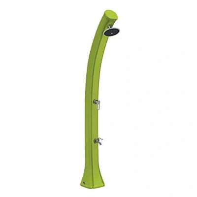 Image de Formidra Douche Solaire Happy 4x4 44L DS H422VE Extérieure en Polyéthylène HD avec Rince Pieds, Mitigeur et Pommeau Effet Pluie Grande Capacité Verte 26x29x222 cm