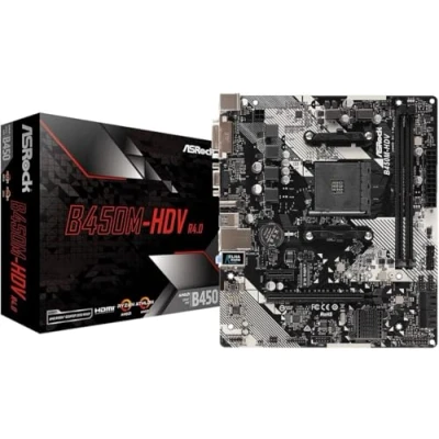 Image de ASRock B450M HDV R4.0 AMD B450 Emplacement AM4 Micro ATX Noir