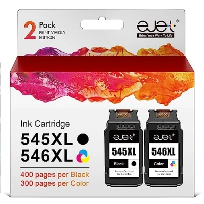 Image de ejet 545 546 XL Cartouches d&#039;encre Remplacement (Noir Couleur) pour Canon PG 545XL CL 546XL Pixma MX495 TR4550 MG3050 TS3150 MG2950 TR4551 TS3151 MG2450 MG2500 MG2550S MG2555S