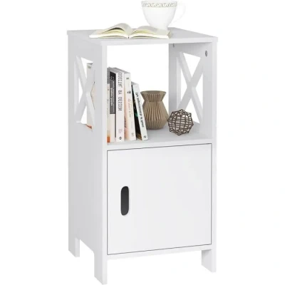 Image de WOLTU Table de Chevet Étroite 30x30x60cm, Nuit avec 1 Casier Ouvert et Compartiment Porte, Lit Moderne, Meuble Rangement Chambre en MDF, Blanc, TSR166ws