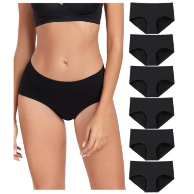 Image de wirarpa Culotte Femme Coton Slip Confortable Culottes Doux Lot de 6 Noir Taille XS