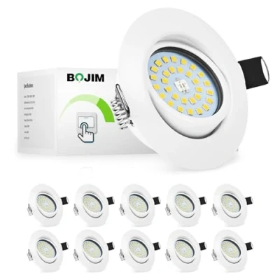 Image de Bojim Spot LED Encastrable Dimmable Orientable, 10x 5.5W Encastré Extra Plat 30mm, Luminaires Encastrés Blanc Neutre 600LM, Éclairage 68mm, de Plafond 220V Pour Cuisine Chambre