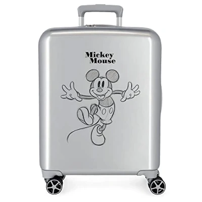 Image de Valise cabine Disney 100 Mickey Joyful Happy Gris 40x55x20 cm ABS rigide Fermeture TSA intégrée 38,4L 2 kgs 4 roues doubles bagage à main