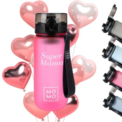 Image de MOMO WAY Super Mama Tritan Bouteille D&#039;eau Sans BPA De Sport à Boire Réutilisable Gourde Cadeau Fête Des Mères Maman 600ml