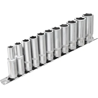 Image de DAKCOS 11 Jeu de douilles 3/8, 6 pans 8 19 mm en CR V avec surface chromée mate, longue, 63
