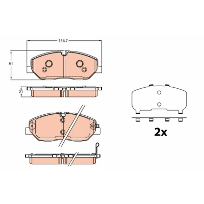 Image de TRW GDB2227 Jeu de plaquettes frein avec indicateur d&#039;usure HYUNDAI: H350 Minibus