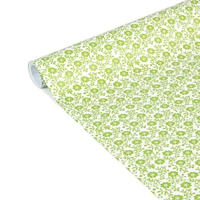 Image de Clairefontaine 223867C Un Rouleau De Papier Cadeau Affiche 80g Dimensions : 5mx35cm (Spécial Petite Largeur) Motif Fleurs Vertes Emballage Cadeau, Idéal Pour Les Petits Emballages