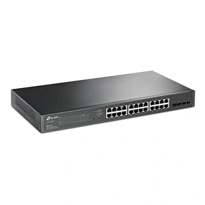 Image de TP Link JetStream TL SG2428P commutateur réseau Géré L2/L2+ Gigabit Ethernet (10/100/1000) Connexion Ethernet, supportant l&#039;alimentation via ce port (PoE) 1U Noir Neuf