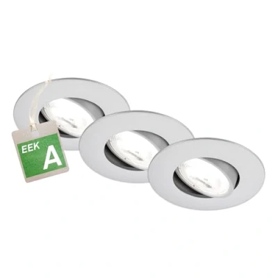 Image de Briloner Luminaire encastrable LED Kulana A, chrome mat, 4000K, set de 3 pièces