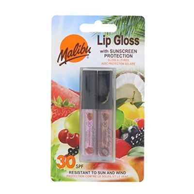 Image de Gloss à lèvres Malibu SPF 30 saveur de noix coco et fraise, 2 pièces