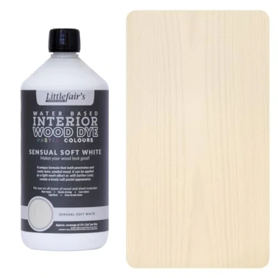 Image de Littlefair&#039;s Teinte Bois 1ltr Teinture Écologique À Base D&#039;Eau et Sûre Lasure Intérieur à Séchage Rapide Peinture pour Nettoyage Facile Couleur:Blanc doux sensuel