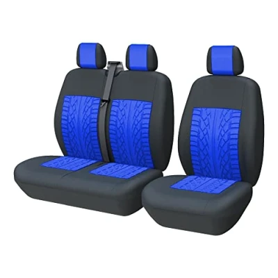 Image de TOYOUN Housses de Sieges universelles, Housse Couverture Couvre pour Camion Camionnette Van Bus conducteur et Passager 2 + 1,Housses siège Avant Simple Double,Impression 3D, Bleu