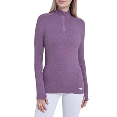 Image de TCA Fusion T Shirt de Sport et Running Léger Tee Manches Longues Quickdry avec Fermeture Éclair Mi Poitrine pour Femme Violet, XS