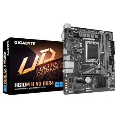 Image de Gigabyte H610M H V3 DDR4 Motherboard Supports Intel Core 14th CPUs, 4+1+1 Hybrid Phases Digital VRM, up to 3200MHz DDR4, 1xPCIe 3.0 M.2, GbE LAN, USB 3.2 Gen 1