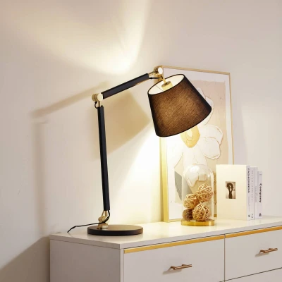 Image de Lucande lampe de table Marvaine, noir/doré, réglable