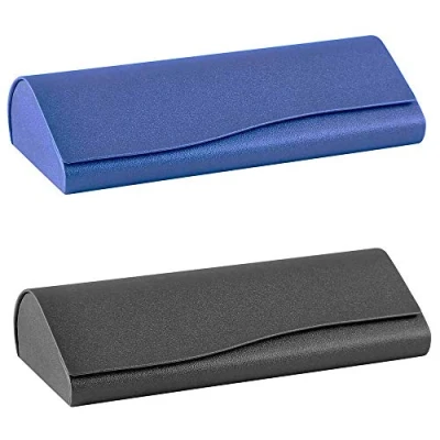 Image de YANJINGHE 2 Pièces Étui à Lunettes, Lunettes Etui Boîte Portable, Coque Extérieure En Cuir Et Aimant Snap Lock pour Femmes, Hommes, Enfants (Noir, Bleu)