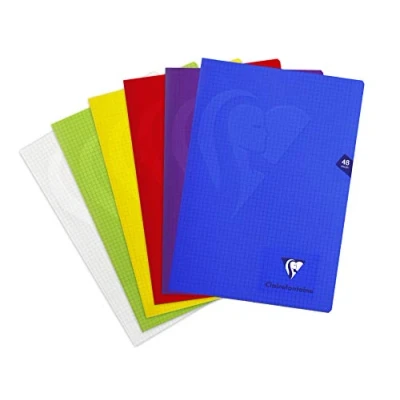 Image de Clairefontaine 303102C Un Cahier Agrafé Mimesys A4 21x29,7 cm 48 Pages Petits Carreaux Papier Blanc 90 g Couverture Polypro Couleur Aléatoire
